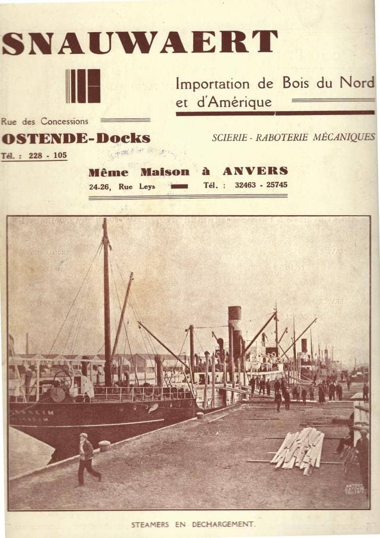 Historic Snauwaert advertisement, Ostend and Antwerp
