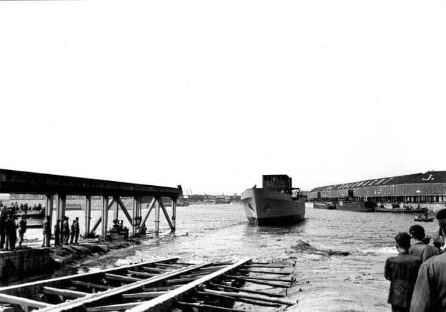 Ship at the quay in Ostend, 1950