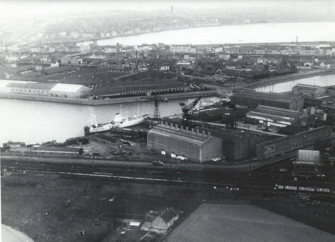 Aerial photo of the port of Ostend in 1953