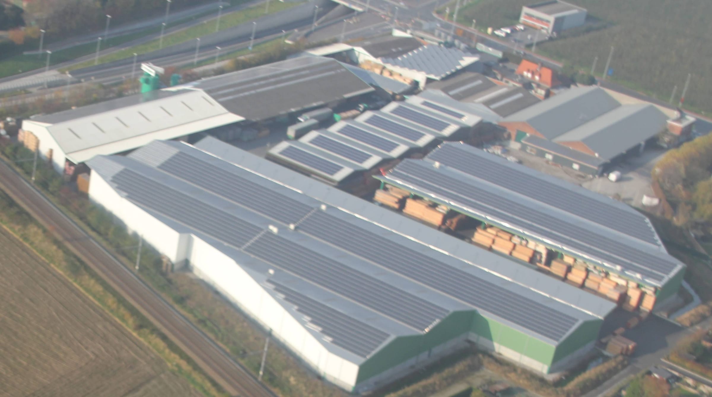 Aerial view of the Omniplex depots in Harelbeke